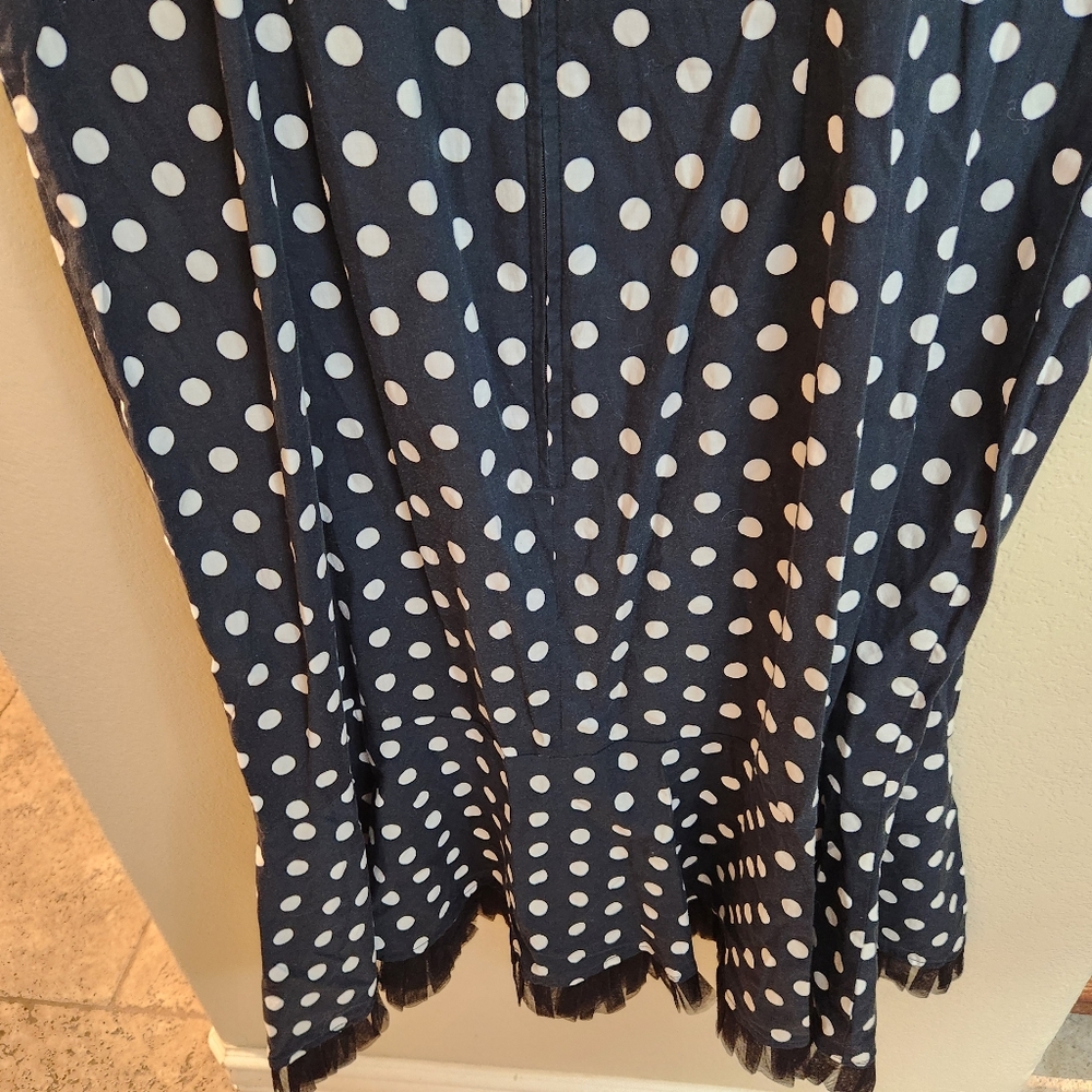 Vintage R&K Polka Dot Ruffle Sleeveless Dress Rockabilly Pinup Retro Size 16W - Picture 3 of 7